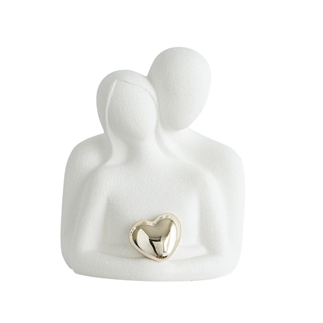 Estatua de pareja, artesanía artística, adorno de mesa moderno, figura decorativa para sala de estar Blanco