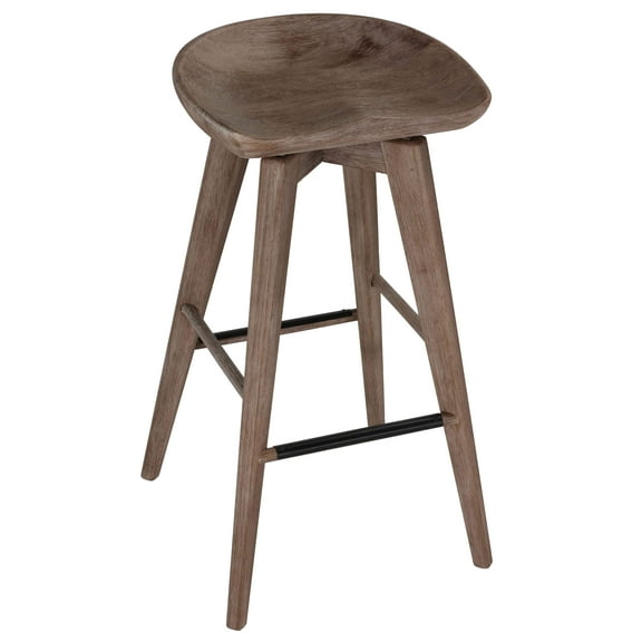 Cortesi Home Tiwi Backless Swivel BarStool in Solid Wood, 29" Whitewash Gray