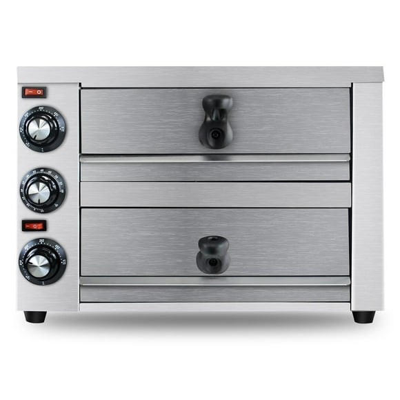Horno de Pizza de Mesa KOOTEN Acero Inoxidable 2 Niveles con Temporizador para el Hogar y Restaurant