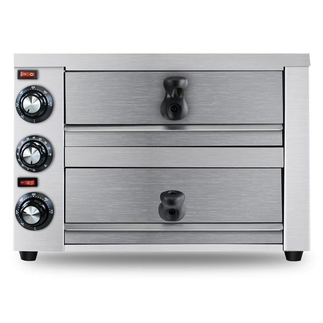 Horno de Pizza de Mesa KOOTEN Acero Inoxidable 2 Niveles con Temporizador para el Hogar y Restaurant