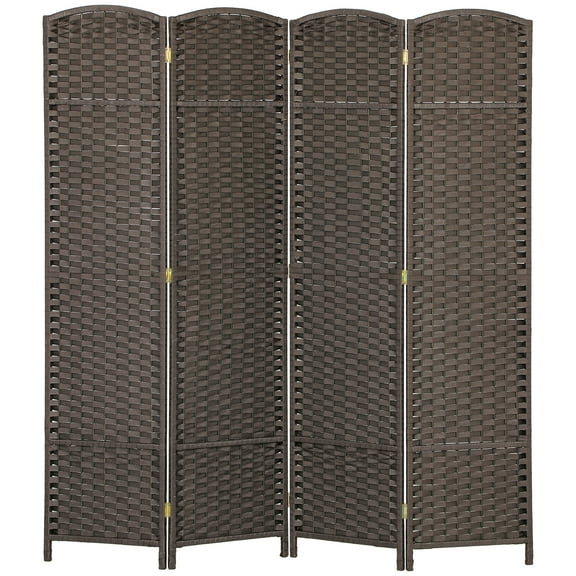 HOMCOM 4 Panel Room Divider Freestanding Folding Privacy Screen Brown