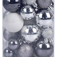 thumbnail image 4 of Christmas Shatterproof Ornaments 50 Count 60/50/40/30mm Ball Ornaments Silver, Clear, White And Metallic Zinc, 4 of 6