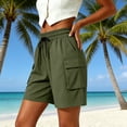 thumbnail image 7 of Women's Lightweight Nylon Spandex Work Shorts, Elastic Waist Tummy Control with Zippered Pockets, Quick Dry Breathable Stretch, Outdoor Leisure Hiking Running Travel, Athletic, 7 of 7