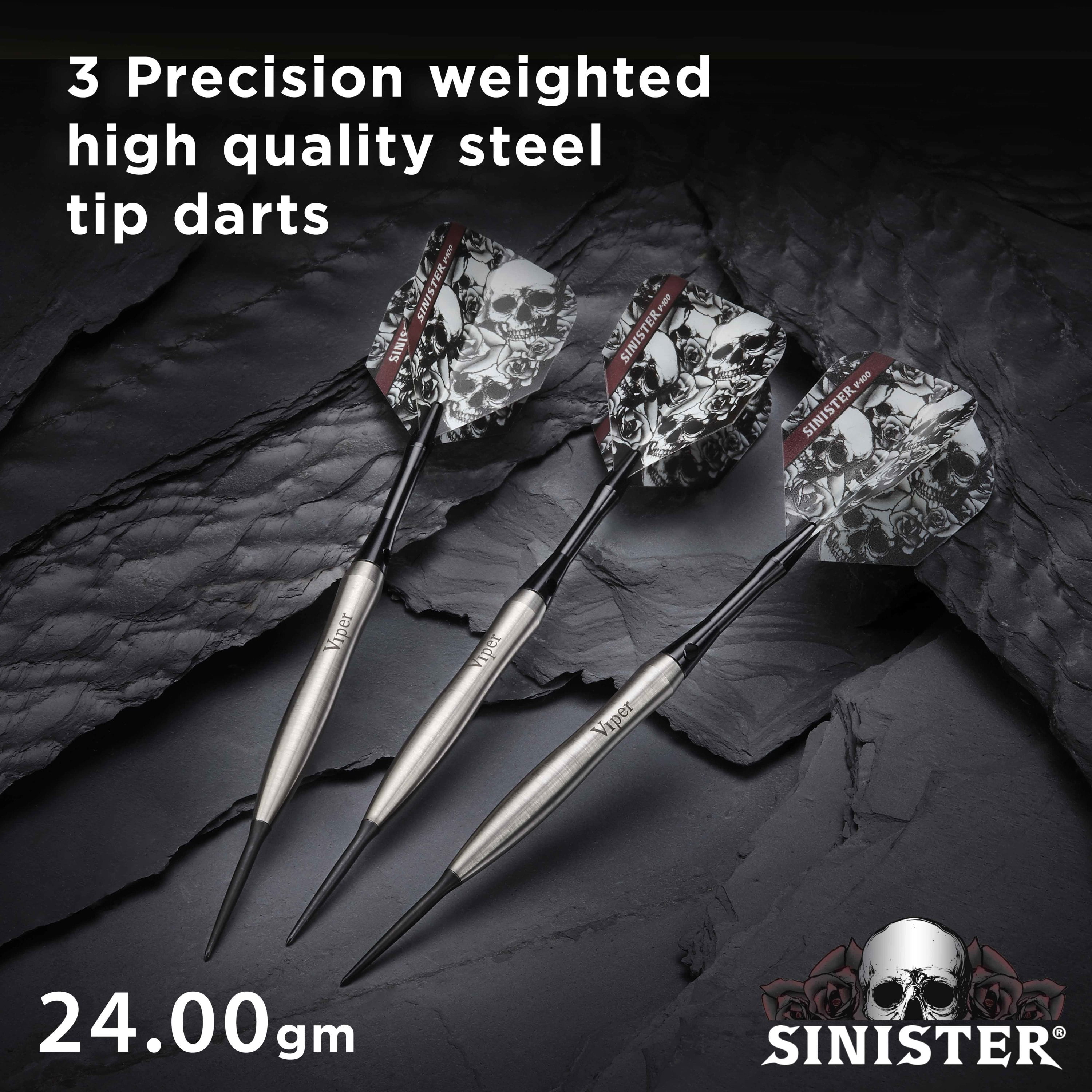 Viper Sinister Steel Tip Darts, 95% Tungsten, 24 Grams