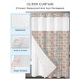 thumbnail image 2 of No Hook Cloth Fabric Shower Curtain with Snap in Liner, Pink Blue Plaid Waterproof Shower Curtains Set with See Through Top Window, Vintage Colorful Checkered Love Heart Bath Curtains Shower 36"x72", 2 of 6