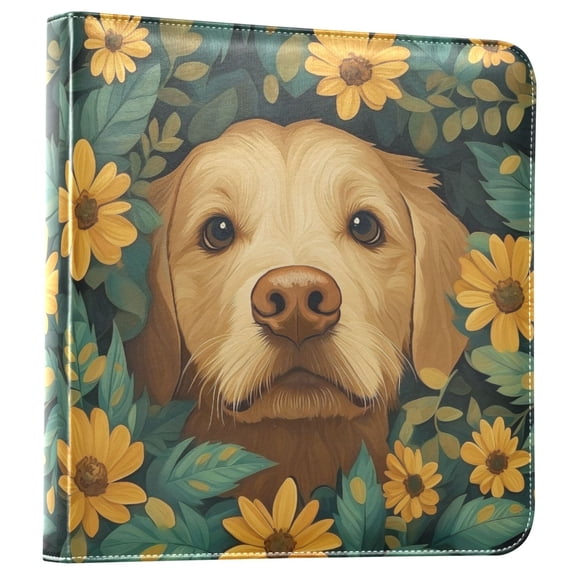 FORMRS 3 Ring Photo Album 4"x6" Self Adhesive Large Capacity PU Leather Cover, Flowers and Dog