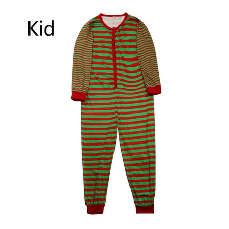 

Fiudx Kids Christmas Striped Printing Long Sleeve Jumpsuit Family Clothes Pajamas New 1821