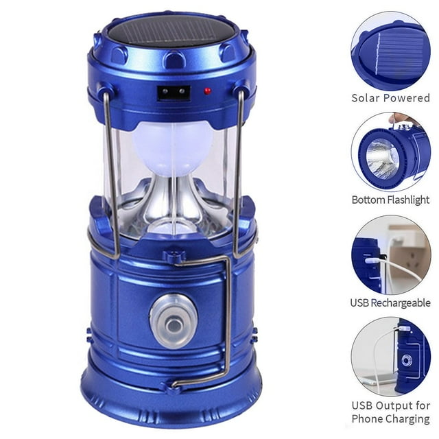 CNKOO Lanterns Camping Lantern Solar Lantern Flashlights Charging for Phone Rechargeable Led Camping Lantern Collapsible & Portable for Emergency Hurricanes Power Outage Storm (Bla