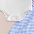 thumbnail image 7 of UngA Toddler Baby Boy Valentines Outfit Newborn Solid Long Sleeve Romper+Heart Overall Pants+Hat Infant Boys Fall Winter Spring Outfit (Blue,6-12 Months), 7 of 7