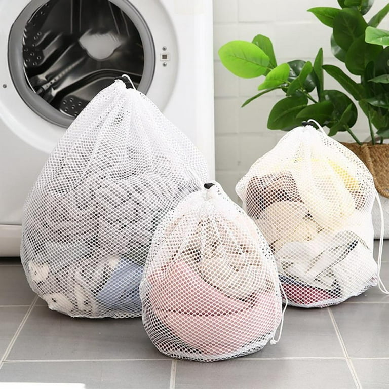 Large Washing Net Bags Durable Fine Mesh Laundry Bag With Lockable  Drawstring For Big Clothes Reuse Durable Washing Machine Bag, 4 sizes for  option