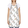 thumbnail image 2 of Naloa 1Pack Adjustable Bib Apron Waterdrop Resistant Cooking Kitchen Aprons for Women Men Chef, Gray Rabbit Print, 2 of 5