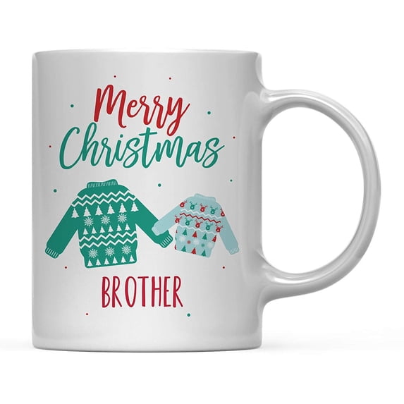 Coffee Mug, Merry Christmas Brother, Fair Isle Ugly Sweater Design, 1-Pack