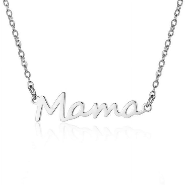 Zhuge Regalos para el día de la madre para mamá Collares para mamá Regalo de cumpleaños para mamá Collar con letras de acero inoxidable (plateado)