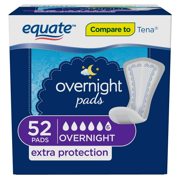 Equate Overnight Women's UltimateRegular Incontinence Pads, 52 count
