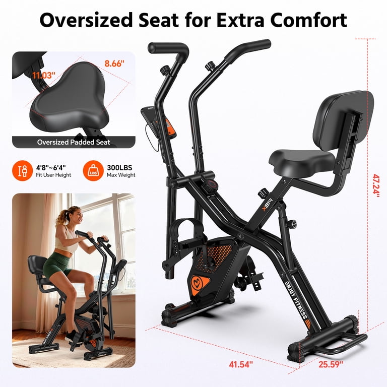 Pooboo Folding Magnetic Upright Bike, 8-Level Resistance, 300 lb photo 4