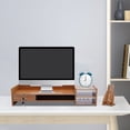 thumbnail image 2 of DIY Office Wood Desk Organizer Multifunctional Wooden Storage Shelf Monitor Stand Riser Desktop Tray with Lock Drawer, 2 of 12