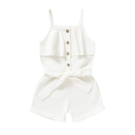 

Toddler Baby Girl Clothes Summer Romper Cotton Solid Color Ruffles Sleeveless Short Jumpsuit Kids Summer Outfits