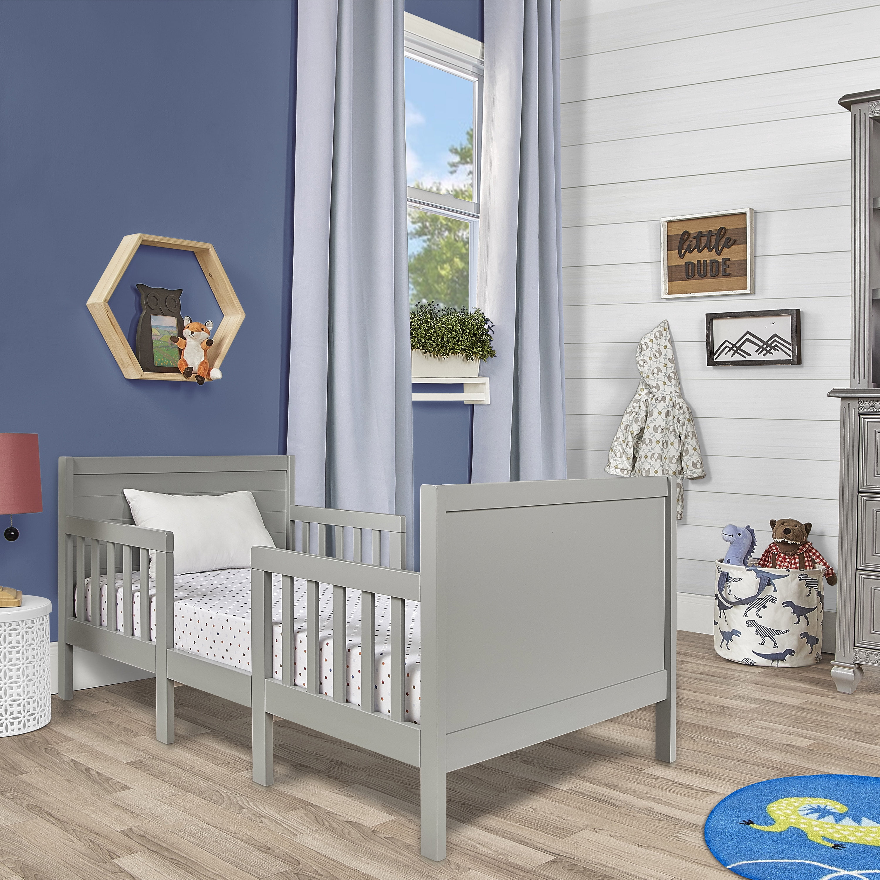 Dream On Me Hudson 3 in 1 Convertible Toddler Bed, Cool Grey