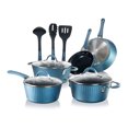 thumbnail image 1 of NutriChef 11 Piece Nonstick Stripe Pattern Kitchen Cookware Set, Royal Blue, 1 of 6