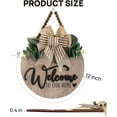 thumbnail image 2 of Wishrage Welcome Sign for Front Door Farmhouse Porch Décor Wooden Hanging Sign with Artificial Leaves and Rustic Beads 12" Round, 2 of 4