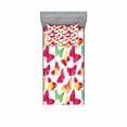 thumbnail image 2 of Ambesonne Animal Fitted Sheet & Pillow Sham Set, Watercolor Butterflies, Queen, Fuchsia Green, 2 of 3