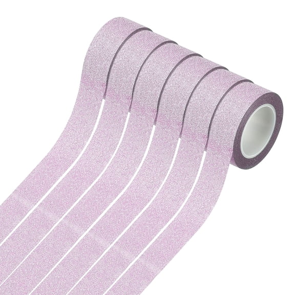 Uxcell 6Pcs Glitter Washi Tape, Colored Masking Tape Stickers, Light Pink