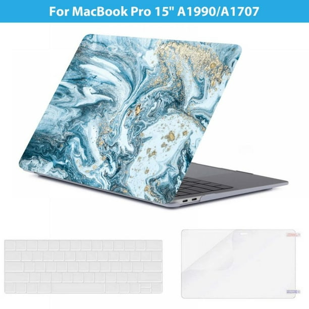 Topwoner For MacBook Pro 15 Inch Case 2019 2018 2017 Release A1990 A1707  With Retina Display, Plastic Hard Shell Case & Keyboard Cover & Screen