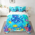 thumbnail image 2 of Erosebridal Cute Octopus Bedding Sets Twin Size, Cartoon Sealife Comforter Sets with Sheets, Yellow Fish Reversible Bed Set, Breathable Bedroom Decor, 7 Pieces, 2 of 6