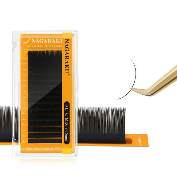 NAGARAKU Air Series Ellipse Eyelash Matte Black Flat Shape Soft Light 0.15C8