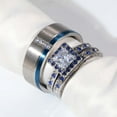 thumbnail image 2 of Matching Rings White Gold Plated Couple Rings AAA CZ Wedding Ring Sets for Him and Her, 2 of 7