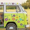 thumbnail image 1 of 96 pegatinas de flores para coche, diseño de fiesta hippie de los años 60, margaritas multicolores, vinilo retro, flores, hippies de colores, 1 of 5