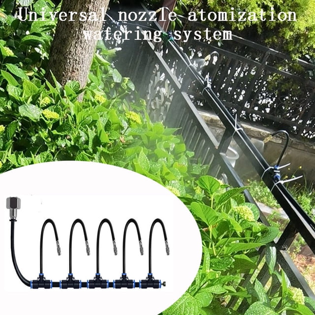Jiaeri Système de Brumisation de Jardin Kit d'Arrosage de Patio Refroidissement Extérieur Buse Réglable Haute Pression Ensemble d'Irrigation pour Plantes Serre