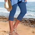 thumbnail image 2 of SAWOBUUN Womens Capri Leggings High Waisted Stretchy Cropped Pants Cutout Ankle Summer Casual Skinny Trousers, 2 of 9