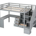 thumbnail image 3 of Gray Twin Size Loft Bed With L-shaped Desk, Drawers, And Coveted Staircase Cabinet, Beyond Doubt -, 3 of 6