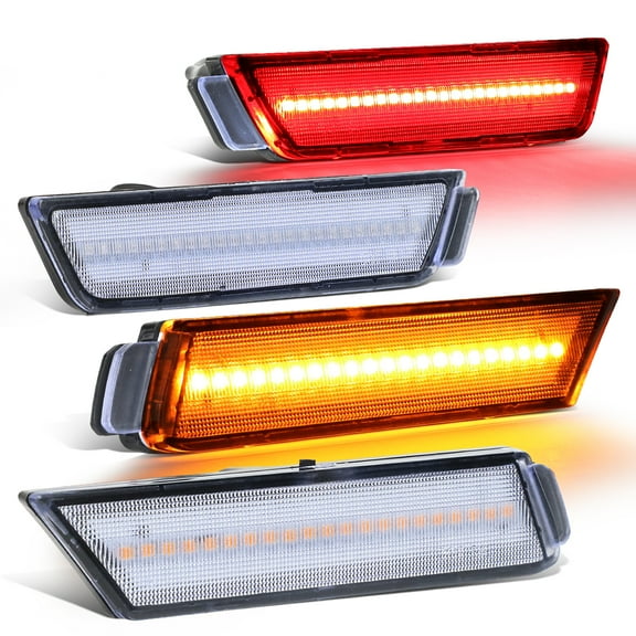 DNA Motoring SLAMP-CC10-CH For 2010 to 2015 Chevy Camro 4Pcs Front / Rear Bumper Corner LED Side Marker Light Lamp Set ( Clear ) 11 12 13 14