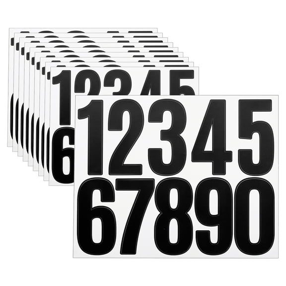 Uxcell 10 Sheets Vinyl House Numbers 3 Inch Self-Adhesive Number Stickers, Black