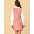 thumbnail image 5 of DARING DIVA Plaid Peter Pan Collar Long Sleeve Check Shift Dress L Pink, 5 of 6