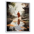 thumbnail image 2 of Designart "Footprints of Enlightenment Orange Grey Buddhist Art I" Buddhism Floater Framed Wall Decor, 2 of 7
