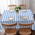 thumbnail image 3 of Blue White Stripe Table Cloth Waterproof Tablecloths, Modern Minimalist Geometric Striped Tablecloth Dining Table Cover for Kitchen Party Tabletop Outdoor, Rectangle Tablecloth 52x70 Inch, 3 of 9