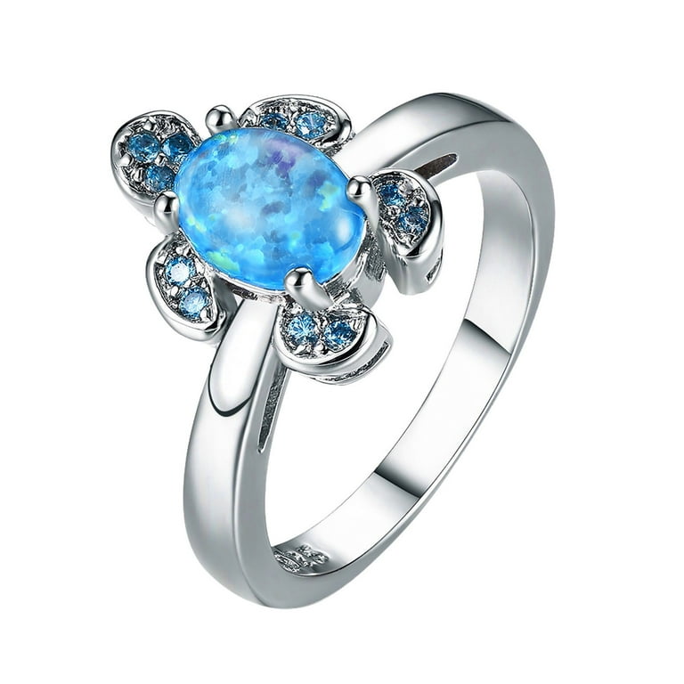 Women Rings Silver/Gold Tone Blue Faux Stone Fashion Jewelry Size Size 10