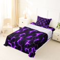 thumbnail image 3 of Manfei Futuristic Hexagon Twin Sheets, Purple Neon Honeycomb Bedding, Purple Black, Black Reversible 3-Piece1 Flat Sheet + 1 Fitted Sheet + 1 Pillowcase, 3 of 6