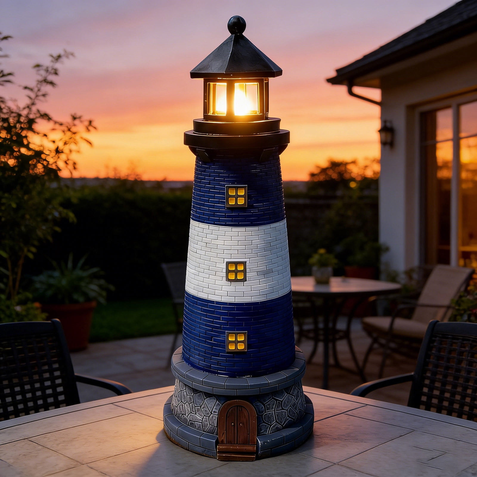 Solar powered lighthouse decoration,Outdoor garden light tower,Solar light for yard decor,Lawn ornament with LED lights,Weather resistant solar lamp,Automatic dusk to dawn solar light