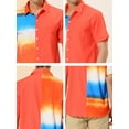 thumbnail image 6 of INSPIRE CHIC Men's Printed Button Down Short Sleeve Pocket Patchwork Shirts M Orange, 6 of 6
