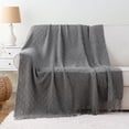 thumbnail image 5 of Battilo Dark Grey Throw Blanket for Sofa,Textured Solid Grey Blanket Throw,Knitted Bed Throw,50"x60", 5 of 8