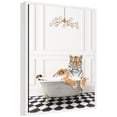 thumbnail image 4 of Kate and Laurel Tiger in Gray Bathtub Checker Floor Framed Canvas Wall Art by Amy Peterson 18 x 24 Sylvie White, Whimsical, Animals, Bathroom Art for Wall Decor, Living Room, Bedroom, 4 of 8