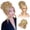 Golden Blonde, variant on Curly Updo Wig with Bangs Messy Bun Hair Piece 2-in-1 Hair Topper Long Side Bangs Drawstring Ponytail Extension for Women Light Blonde