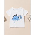 thumbnail image 5 of Suagox Baby Boys Summer Outfits Dinosaur Embroidery Short Sleeves T-Shirt and Elastic Shorts Set for 2 Piece Clothes Set for 0-24 Months And 2-3 Years Old, 5 of 10