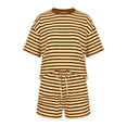 thumbnail image 5 of BOOMNY Womens 2 Peice Sets Striped Short Sleeve Tops Shorts Outfits for Women Summer Casual Matching Sets, 5 of 5