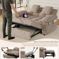 thumbnail image 5 of Homfa Modern Sleeper Sofa with Pull-Out Bed, Space-Saving Loveseat with USB Charging Port & 4 Side Storage Pockets & Cushions for Living Room Apartments, Chenille Fabric, Khaki, 5 of 9