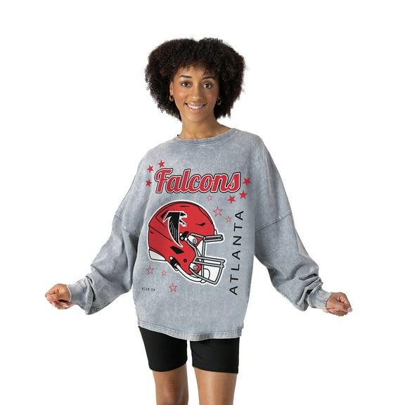Women's Gameday Couture Gray Atlanta Falcons Starbound Oversized Snow Wash Long Sleeve T-Shirt